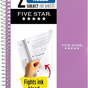 Five Star Spiral Notebook + Study App, 3 Subject, College Ruled Paper, Fights Ink Bleed, Water Resistant Cover, 8-1/2" x 11", 150 Sheets, Green (72067)